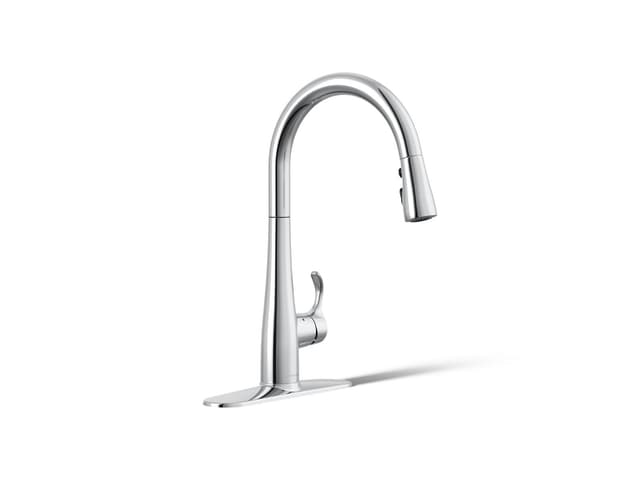 Kohler Simplice Touchless pull-down kitchen sink faucet with three-function sprayhead - Polished Chrome