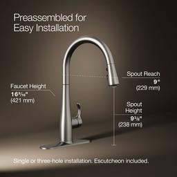 Kohler Simplice Touchless pull-down kitchen sink faucet with three-function sprayhead - Vibrant Stainless - image 3