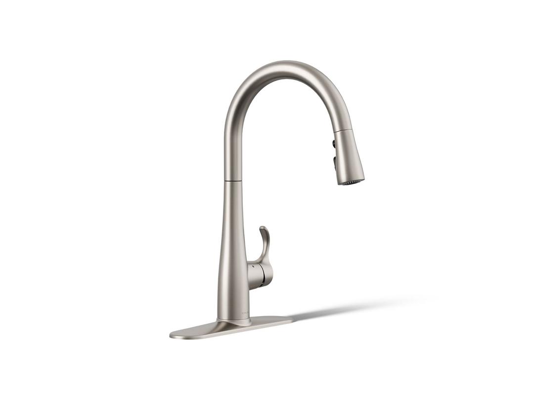 Kohler Simplice Touchless pull-down kitchen sink faucet with three-function sprayhead - Vibrant Stainless by Kohler