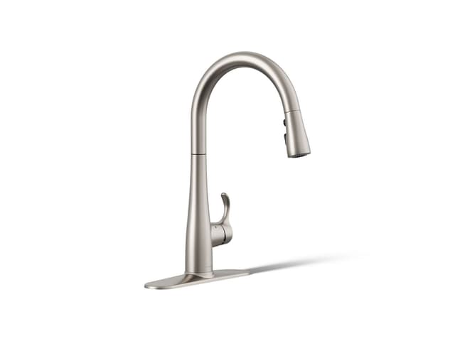 Kohler Simplice Touchless pull-down kitchen sink faucet with three-function sprayhead - Vibrant Stainless
