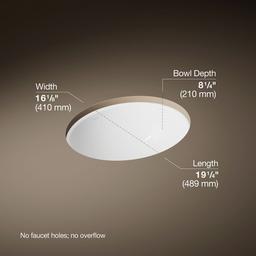 Caxton 19-1/4'' oval undermount bathroom sink with glazed underside, no overflow - White - image 3