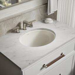 Caxton 19-1/4'' oval undermount bathroom sink with glazed underside, no overflow - Biscuit - image 2