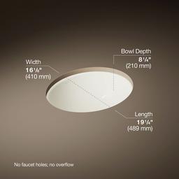 Caxton 19-1/4'' oval undermount bathroom sink with glazed underside, no overflow - Biscuit - image 3