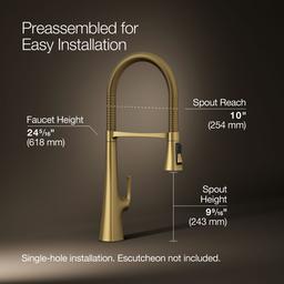 Kohler Graze Semi-professional kitchen sink faucet with three-function sprayhead - Vibrant Brushed Moderne Brass - image 3