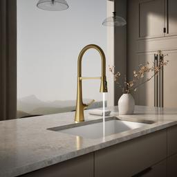 Kohler Graze Semi-professional kitchen sink faucet with three-function sprayhead - Vibrant Brushed Moderne Brass - image 4