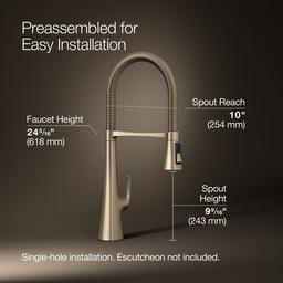 Kohler Graze Semi-professional kitchen sink faucet with three-function sprayhead - Vibrant Brushed Bronze - image 3