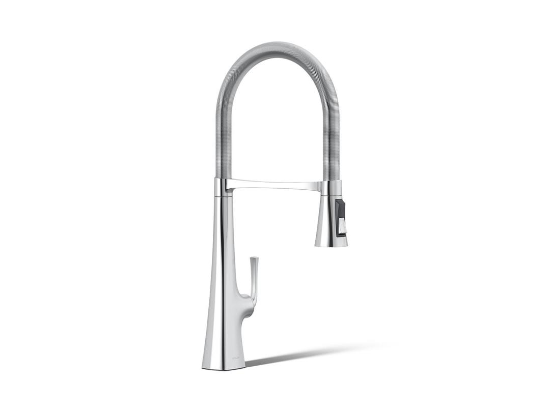 Graze Semi-professional kitchen sink faucet with three-function sprayhead by Kohler