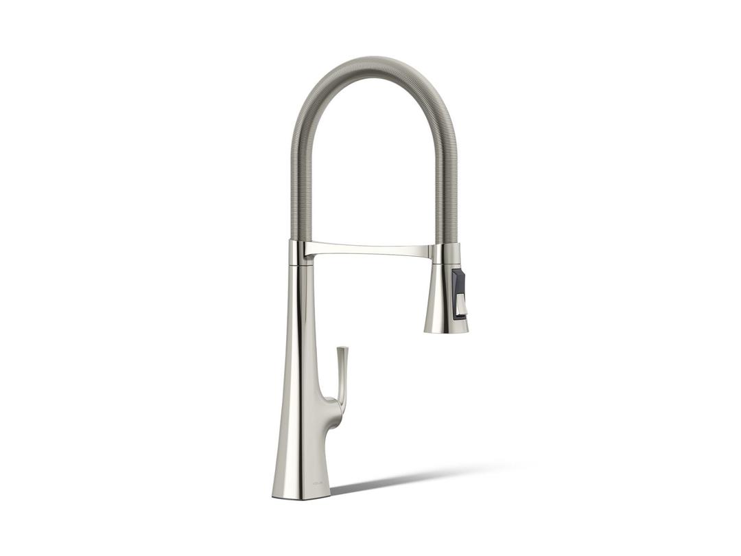 Graze Semi-professional kitchen sink faucet with three-function sprayhead by Kohler
