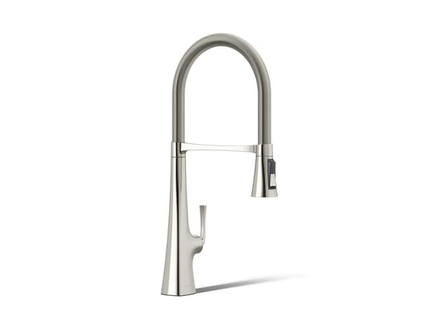 Kohler Graze Semi-professional kitchen sink faucet with three-function sprayhead - Vibrant Polished Nickel