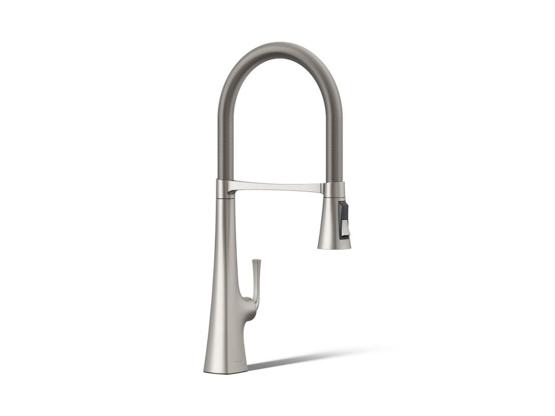 Graze Semi-professional kitchen sink faucet with three-function sprayhead by Kohler