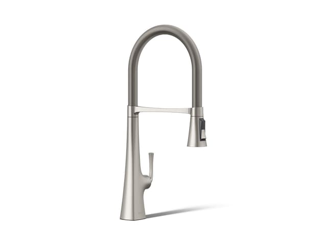 Kohler Graze Semi-professional kitchen sink faucet with three-function sprayhead - Vibrant Stainless