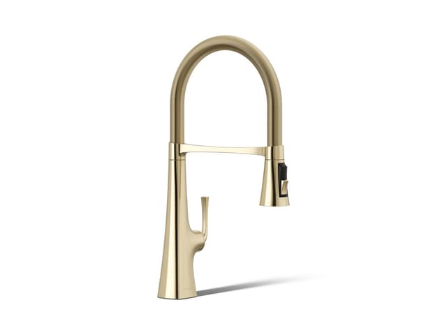Kohler Graze Semi-professional kitchen sink faucet with three-function sprayhead - Vibrant French Gold