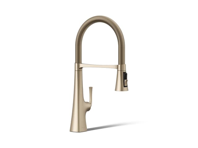 Kohler Graze Semi-professional kitchen sink faucet with three-function sprayhead - Vibrant Brushed Bronze