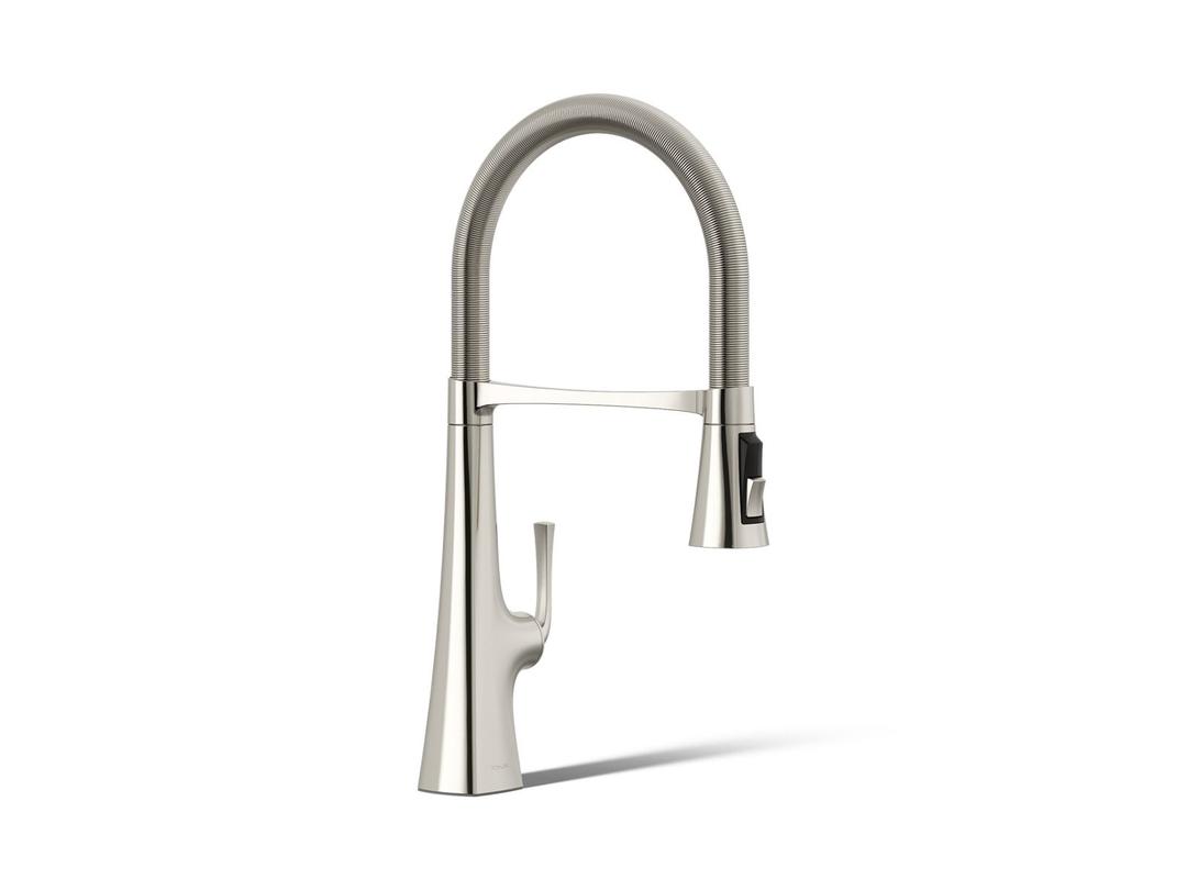 Graze Semi-professional kitchen sink faucet with three-function sprayhead by Kohler