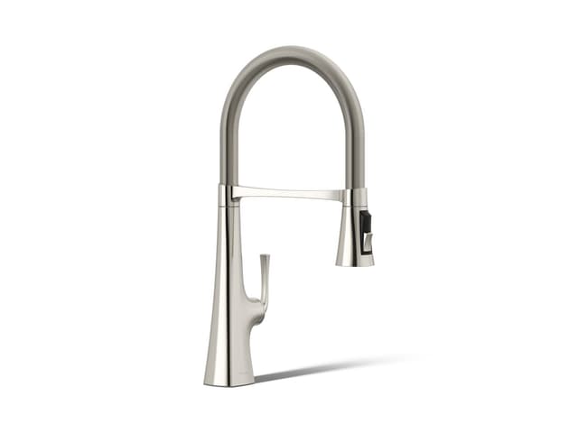 Kohler Graze Semi-professional kitchen sink faucet with three-function sprayhead - Vibrant Polished Nickel