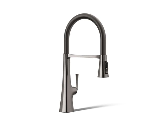 Kohler Graze Semi-professional kitchen sink faucet with three-function sprayhead - Vibrant Titanium
