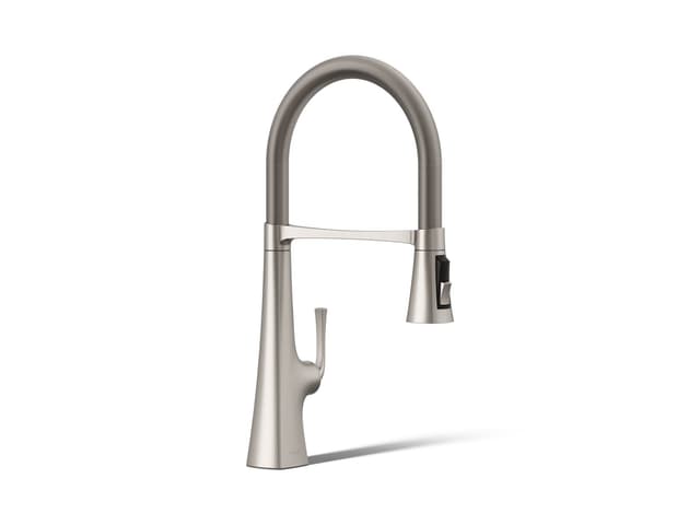 Kohler Graze Semi-professional kitchen sink faucet with three-function sprayhead - Vibrant Stainless