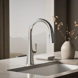Kohler Graze Pull-down kitchen sink faucet with three-function sprayhead - Polished Chrome - image 2