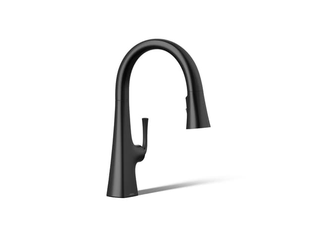Kohler Graze Pull-down kitchen sink faucet with three-function sprayhead - Matte Black
