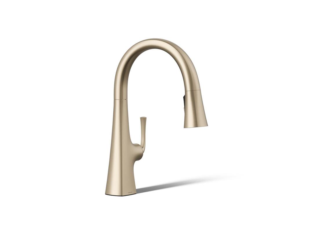 Graze Pull-down kitchen sink faucet with three-function sprayhead by Kohler