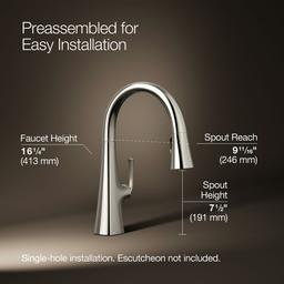 Graze Pull-down kitchen sink faucet with three-function sprayhead - image 3