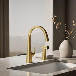 Kohler Graze Single-handle kitchen sink faucet with two-function side sprayer - Vibrant Brushed Moderne Brass - image 2