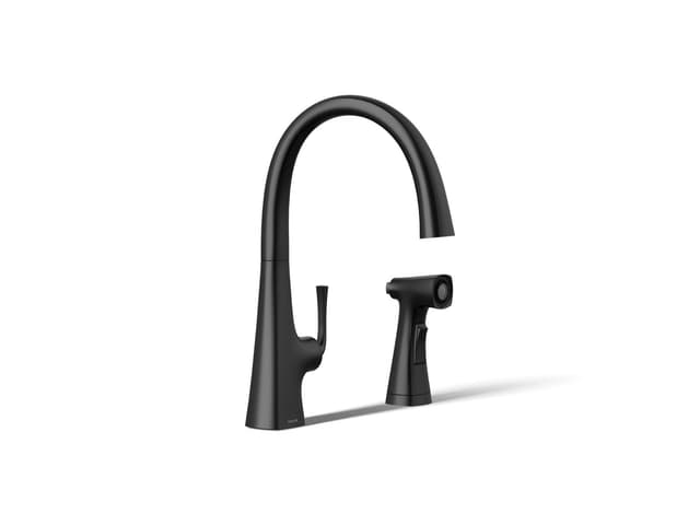 Kohler Graze Single-handle kitchen sink faucet with two-function side sprayer - Matte Black