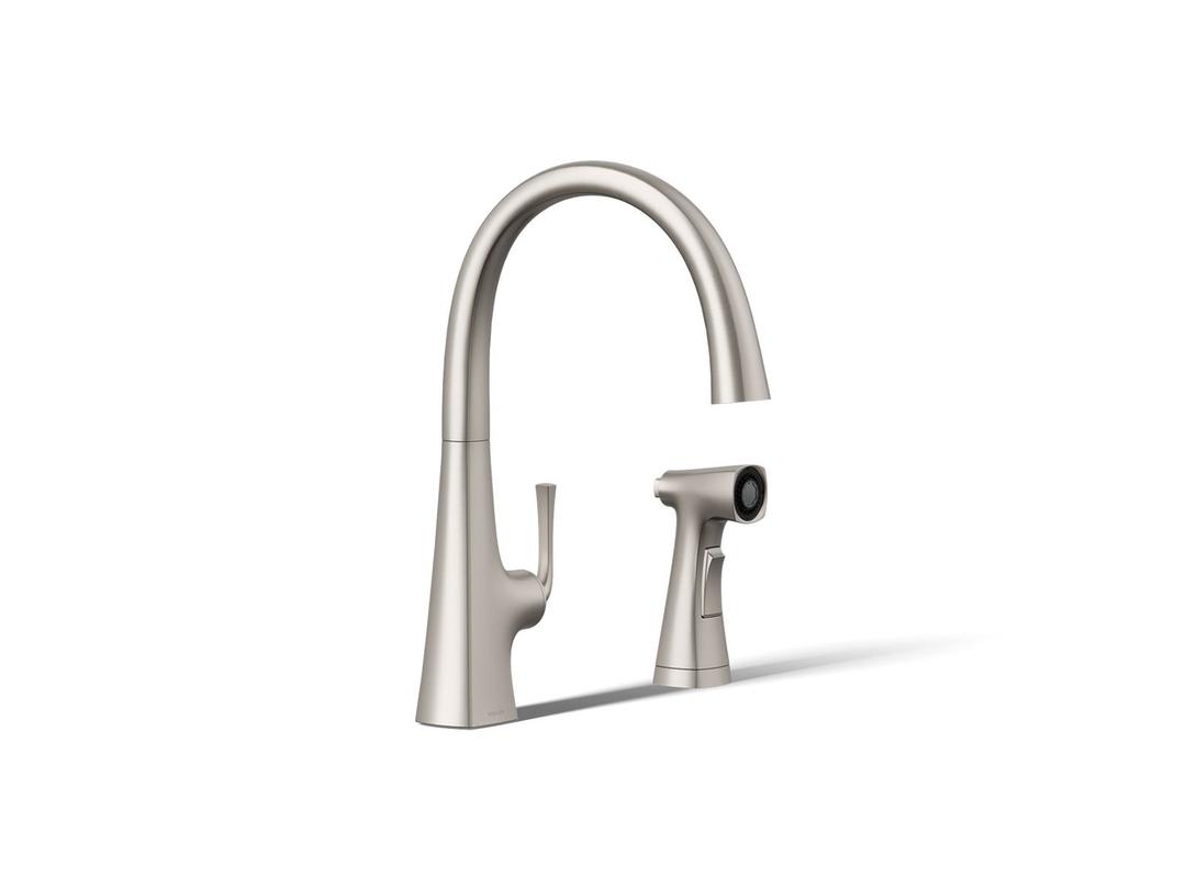 Graze Single-handle kitchen sink faucet with two-function side sprayer by Kohler