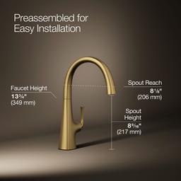 Kohler Graze Single-handle bar sink faucet - Vibrant Brushed Moderne Brass - image 3