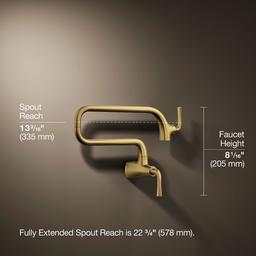 Graze Wall-mount pot filler - Vibrant Brushed Moderne Brass - image 3