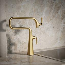 Graze Deck-mount pot filler - Vibrant Brushed Moderne Brass - image 2