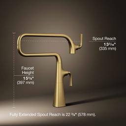 Graze Deck-mount pot filler - Vibrant Brushed Moderne Brass - image 3