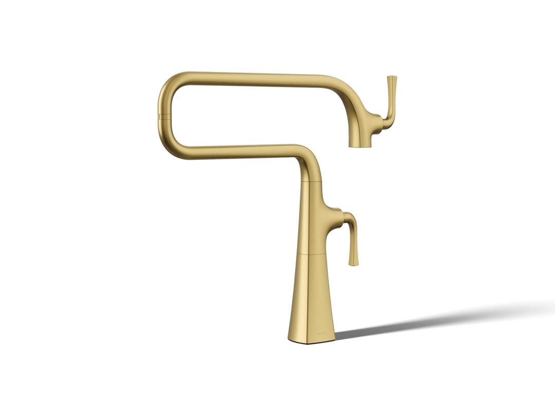 Graze Deck-mount pot filler - Vibrant Brushed Moderne Brass by Kohler