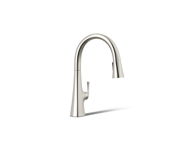 Kohler Graze Touchless pull-down kitchen sink faucet with three-function sprayhead - Vibrant Polished Nickel