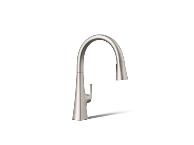 Kohler Graze Touchless pull-down kitchen sink faucet with three-function sprayhead - Vibrant Stainless