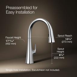 Graze Touchless pull-down kitchen sink faucet with KOHLER KonnectE and three-function sprayhead - Polished Chrome - image 3