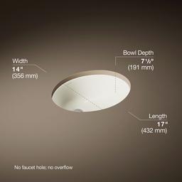Kohler Caxton 17'' oval undermount bathroom sink - Biscuit - image 3