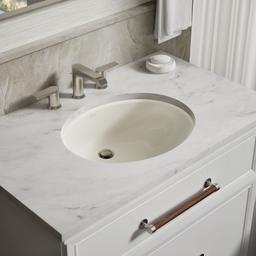 Caxton 19-1/4'' oval undermount bathroom sink with glazed underside, no overflow - Biscuit - image 2
