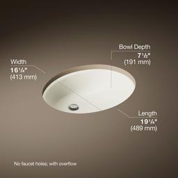 Caxton 19-1/4'' oval undermount bathroom sink with glazed underside, no overflow - Biscuit - image 4