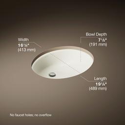 Caxton 19-1/4'' oval undermount bathroom sink with glazed underside, no overflow - Biscuit - image 3