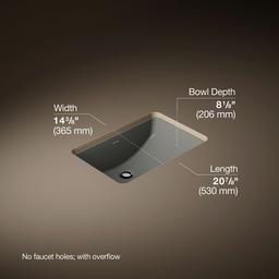 Kohler Ladena 21'' rectangular undermount bathroom sink - Thunder Grey - image 3