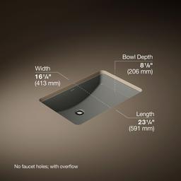 Kohler Ladena 23-1/4'' rectangular undermount bathroom sink - Thunder Grey - image 3