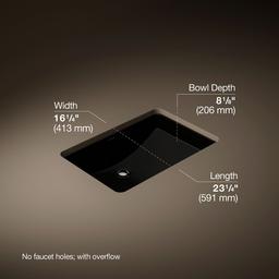 Kohler Ladena 23-1/4'' rectangular undermount bathroom sink - Black - image 3