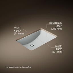 Kohler Ladena 23-1/4'' rectangular undermount bathroom sink - Ice Grey - image 3