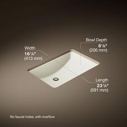 Kohler Ladena 23-1/4'' rectangular undermount bathroom sink - Biscuit - image 3