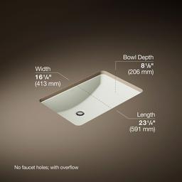 Kohler Ladena 23-1/4'' rectangular undermount bathroom sink - Dune - image 3