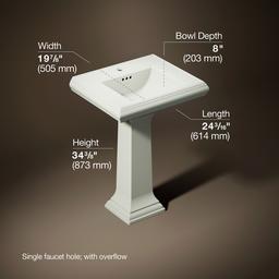 Kohler Memoirs Classic 24-1/4'' rectangular pedestal bathroom sink - Dune - image 3