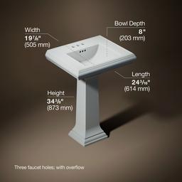 Kohler Memoirs Classic 24-1/4'' rectangular pedestal bathroom sink - Ice Grey - image 3