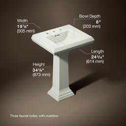 Kohler Memoirs Classic 24-1/4'' rectangular pedestal bathroom sink - Dune - image 3