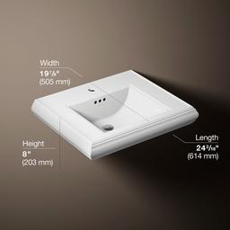 Kohler Memoirs Pedestal/console table bathroom sink basin with single faucet-hole drilling - White - image 3